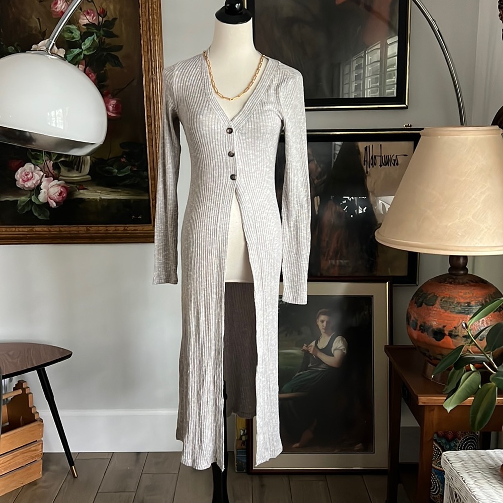 NWT American eagle extra long gray cardigan duster